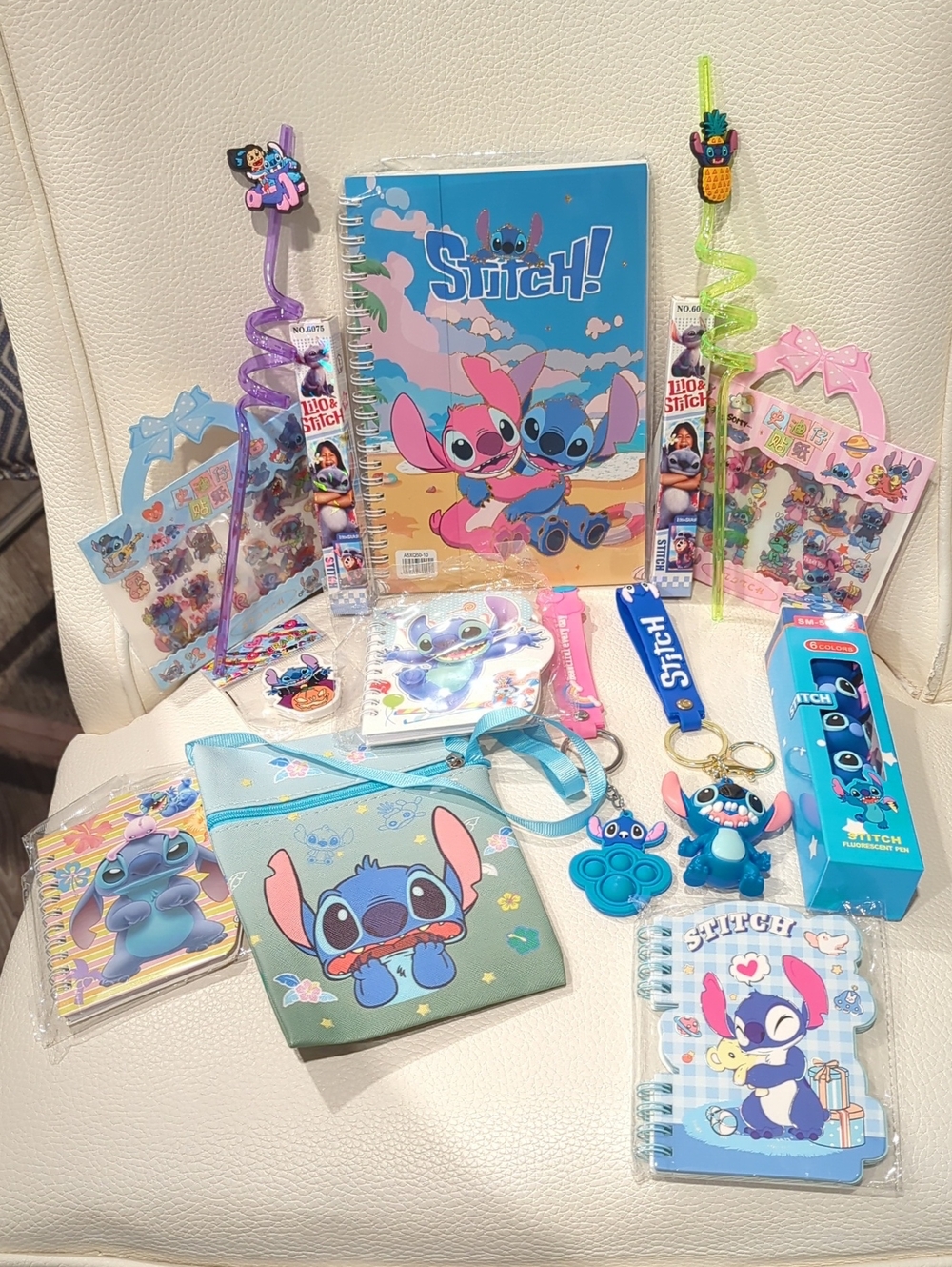 Disney Stitch Kids Accessories Bundle - Blue, Pink, Purple, Green